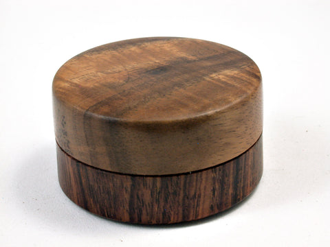 LV-1692  Cocobolo & Koa Wooden Flat Pill Box, Ring Holder, Jewelry Box-SCREW CAP