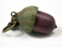 LV-1682  Purpleheart & Verawood Acorn Key Fob, Pill Holder, Memorial Pendant-SCREW CAP