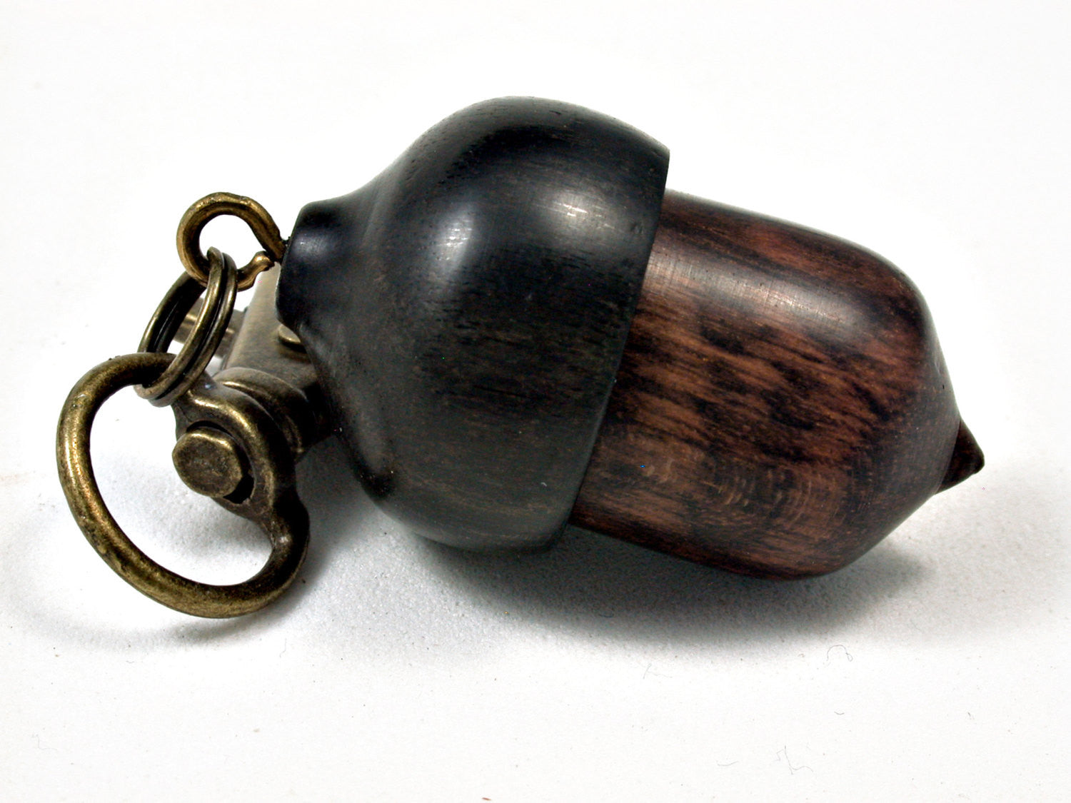 LV-1684  Snakewood & Mun Ebony Acorn Key Fob, Pill Holder, Memorial Pendant-SCREW CAP