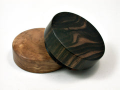 LV-1688  Mun Ebony & Olive Burl Flat Pill Box, Ring Holder, Jewelry Box-SCREW CAP