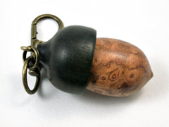 LV-1695 Amboyna Burl & Mun Ebony Acorn Key Fob, Pill Holder, Memorial Pendant-SCREW CAP