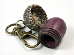 LV-1699 Purpleheart & Betelnut Acorn Key Fob, Pill Holder, Cash Stash-SCREW CAP