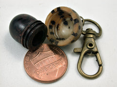LV-1701  Camatillo & Raphia Palm Nut Acorn Key Fob, Pill Holder, Memorial Pendant-SCREW CAP