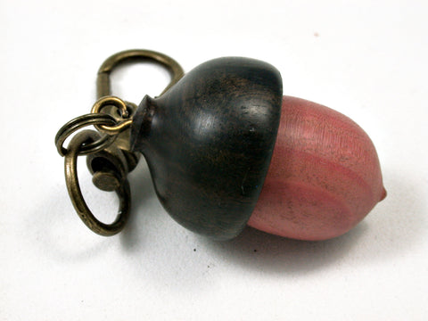 LV-1703 Pink Ivory & Ebony Acorn Key Fob, Pill Holder, Memorial Pendant-SCREW CAP