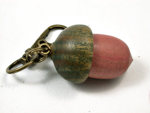 LV-1707 Pink Ivory & Verawood Acorn Key Fob, Pill Holder, Memorial Pendant-SCREW CAP