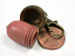 LV-1707 Pink Ivory & Verawood Acorn Key Fob, Pill Holder, Memorial Pendant-SCREW CAP