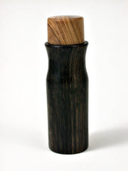 LV-1713 Burmese Blackwood & Olive Wooden Pill, Snuff Box, Needle Case-SCREW CAP