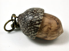 LV-1714 Figured Olive & Betelnut Acorn Key Fob, Pill Holder, Cash Stash-SCREW CAP