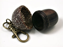LV-1720 Mun Ebony & Betelnut Acorn Key Fob, Pill Holder, Cash Stash-SCREW CAP