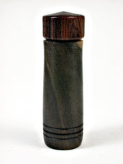 LV-1791 Blue Mahoe & Cocobolo Slim Wooden Pill Box, Toothpick Holder, Needle Case-SCREW CAP