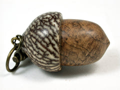 LV-1780 Teak Burl & Betelnut Wooden Acorn Key Fob, Pill Holder, Secret Compartment-SCREW CAP