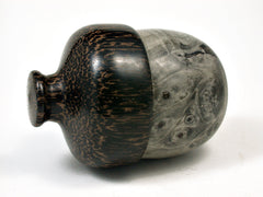 LV-1787 Buckeye Burl & Black Palm Hand Turned Wooden Acorn Trinket Box, Keepsakes, Jewelry Box-SCREW CAP