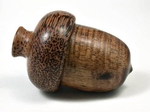 LV-1792 Koa & Coconut Wooden Acorn Trinket Box, Keepsake, Jewelry, Ring Box-SCREW CAP