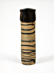 LV-1784 B&W Ebony with Mun Ebony Wooden Pill Box, Toothpick Holder, Needle Case-SCREW CAP