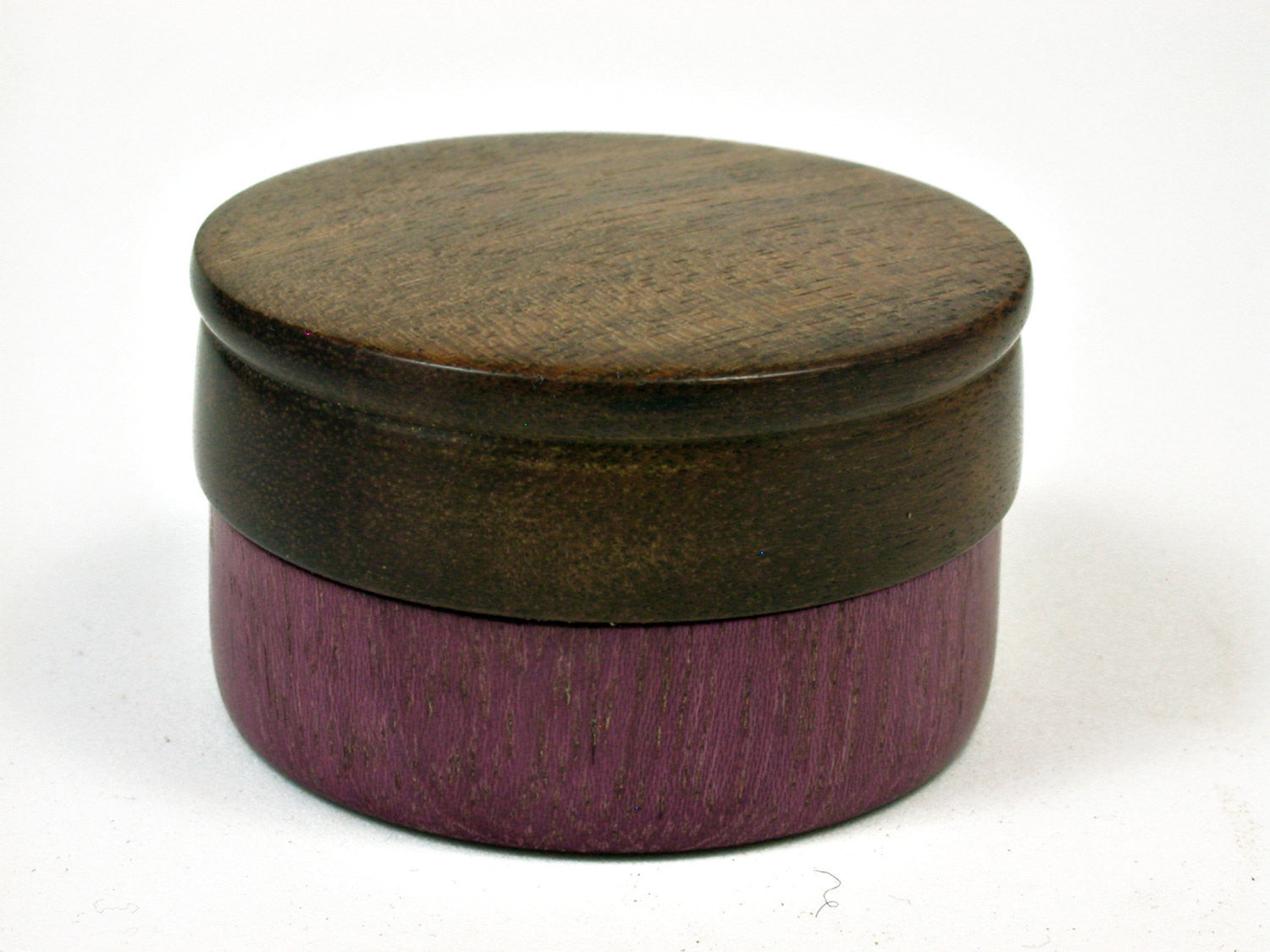 LV-1781 Purpleheart & Greenheart Wooden Flat Pill Box, Ring Holder, Jewelry Box-SCREW CAP