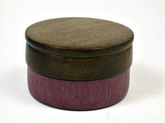 LV-1781 Purpleheart & Greenheart Wooden Flat Pill Box, Ring Holder, Jewelry Box-SCREW CAP