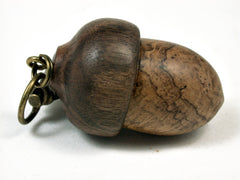 LV-1790 Teak Burl & Ebony Wooden Acorn Key Fob, Pill Holder, Secret Compartment Pendant-SCREW CAP
