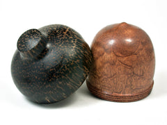 LV-1795 Afzelia Xylay & Black Palm  Acorn Trinket Box, Keepsake, Jewelry Box-SCREW CAP
