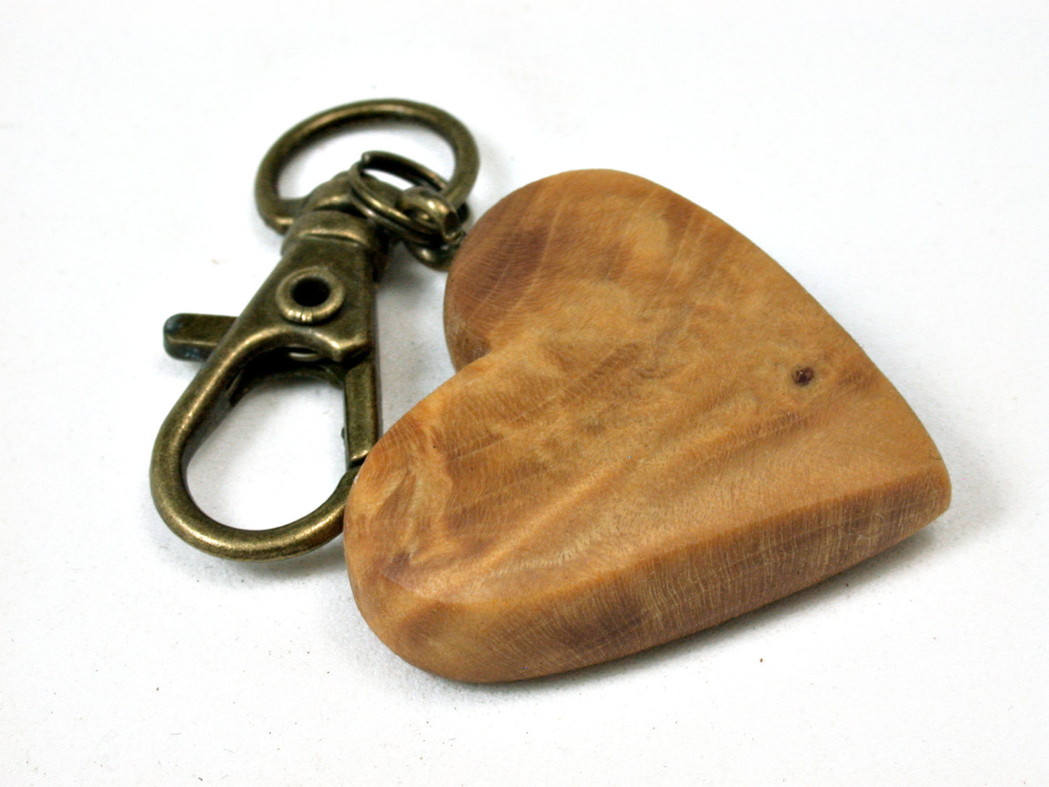 LV-1748  West Indie Satinwood Wooden Heart Shaped Charm, Keychain, Wedding Favor-HAND CARVED