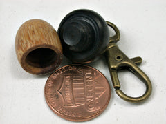 LV-1817  Marblewood & Ebony Acorn Bag Charm, Pill Holder, Memorial Pendant-SCREW CAP