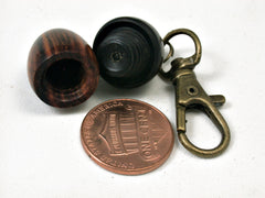 LV-1818 Cocobolo & Ebony Acorn Charm, Pill Holder, Memorial Pendant-SCREW CAP