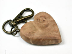 LV-1750 Pacific Dogwood Burl Wooden Heart Shaped Charm, Keychain, Wedding Favor-HAND CARVED