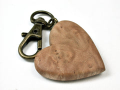 LV-1750 Pacific Dogwood Burl Wooden Heart Shaped Charm, Keychain, Wedding Favor-HAND CARVED