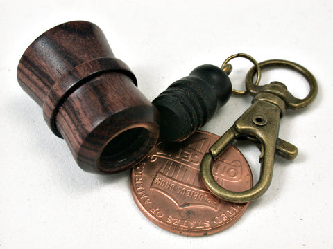 LV-1822 Kingwood & Ebony Secret Compartment, Pill Pendant, Memorial Jewelry-SCREW CAP