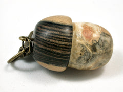 LV-1835 Box Elder Burl &  Ebony Acorn Charm, Pill Holder, Memorial Pendant-SCREW CAP