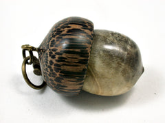 LV-1838 Buckeye Burl & Black Palm Acorn Charm, Pill Holder, Memorial Pendant-SCREW CAP