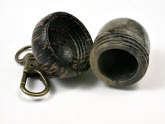 LV-1838 Buckeye Burl & Black Palm Acorn Charm, Pill Holder, Memorial Pendant-SCREW CAP