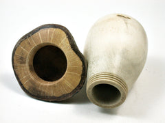 LV-1840  Holly & Live Oak Wooden Mushroom Trinket Box, Pill, Threaded Jewelry Box-SCREW CAP