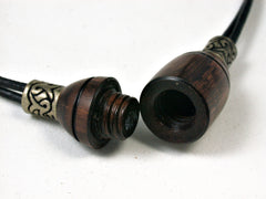 LV-1857 Snakewood Pendant Necklace, Secret Compartment, Memorial Jewelry -SCREW CAP
