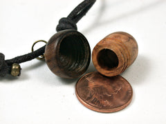 LV-1869 Amboyna Burl & Ironwood Acorn Bag Charm, Pill Holder, Memorial Pendant-SCREW CAP