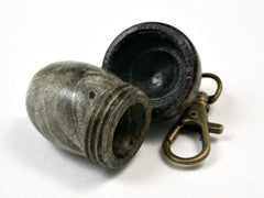 LV-1865 Buckeye Burl & Black Palm Acorn Pendant Charm, Pill Holder, Cash Stash-SCREW CAP