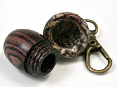 LV-1881 Camatillo Rosewood & Betelnut  Acorn Pendant Charm, Pill Holder-SCREW CAP