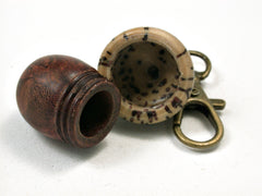 LV-1888  Logwood Burl & Palm Nut  Acorn Pendant Charm, Pill Holder-SCREW CAP
