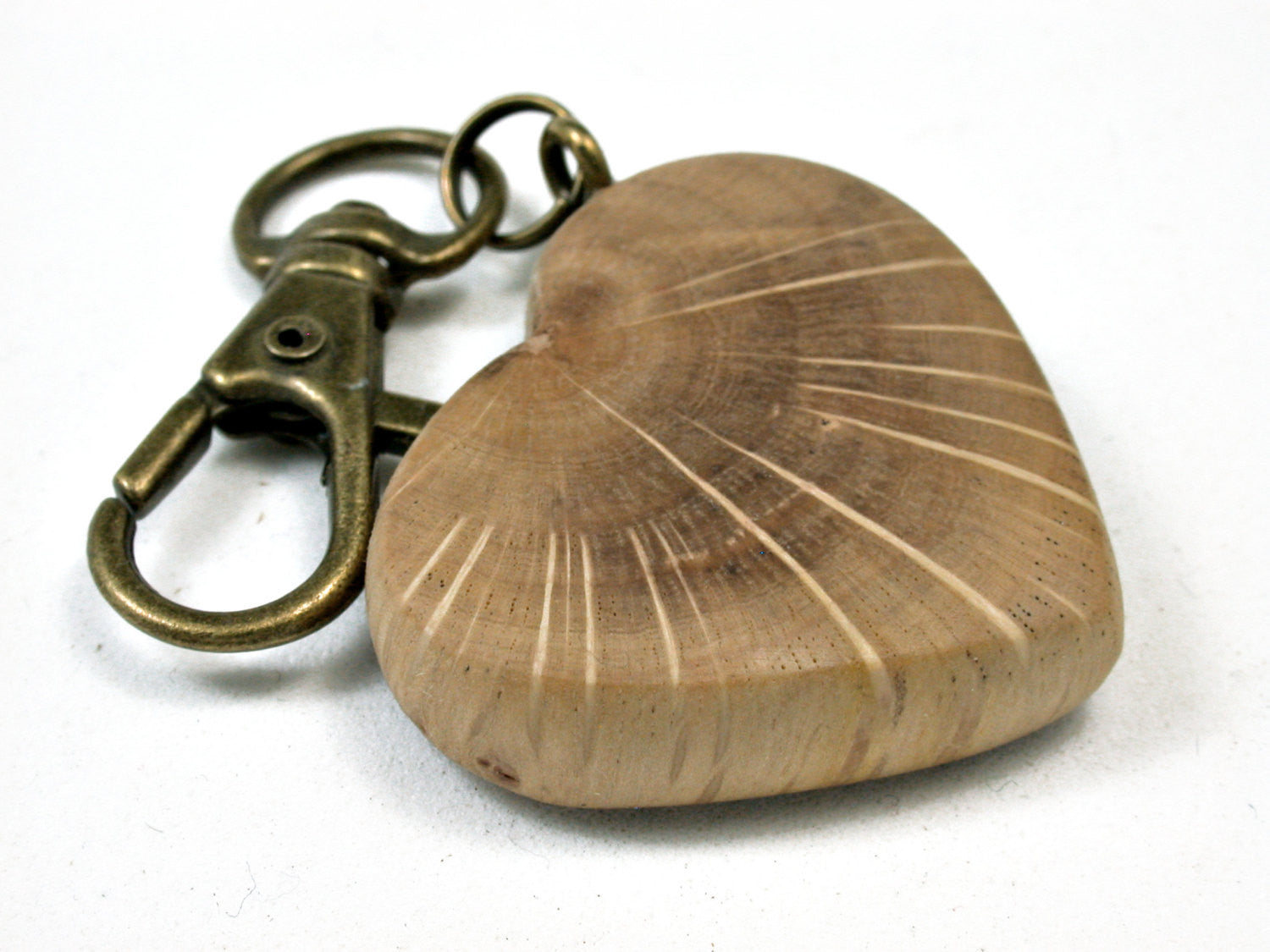 LV-1890 Coast Live Oak Wooden Heart Shaped Charm, Keychain, Wedding Favor-HAND CARVED