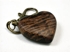 LV-1892 Curly Hawaiian Koa Wooden Heart Shaped Charm, Keychain, Wedding Favor-HAND CARVED