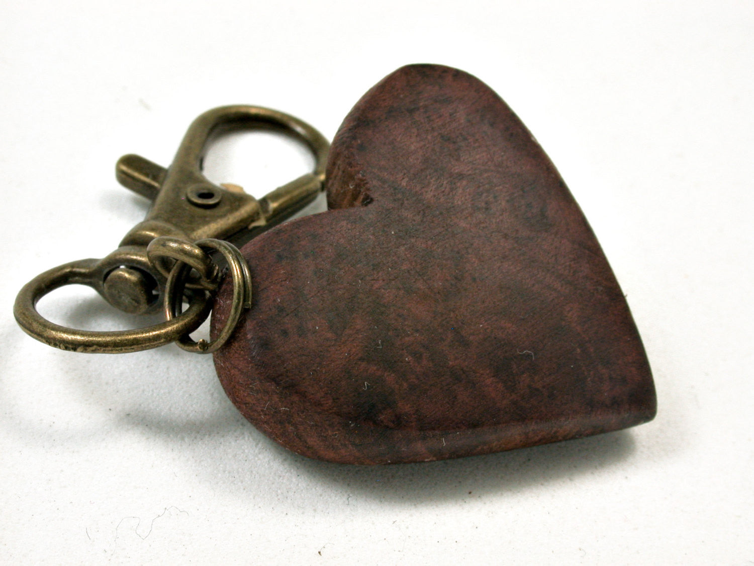 LV-1765 Manzanita Burl Wooden Heart Shaped Charm, Keychain, Wedding Favor-HAND CARVED