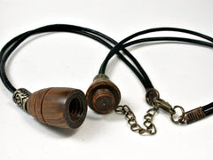 LV-1860 Lignum Vitae Pendant Necklace, Secret Compartment, Memorial Jewelry -SCREW CAP
