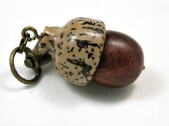 LV-1888  Logwood Burl & Palm Nut  Acorn Pendant Charm, Pill Holder-SCREW CAP