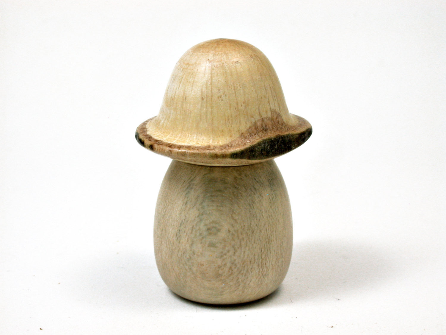 LV-1910 Holly & Oak Wooden Mushroom Threaded Trinket Box, Pill, Jewelry Box-SCREW CAP