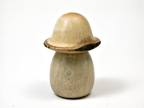 LV-1910 Holly & Oak Wooden Mushroom Threaded Trinket Box, Pill, Jewelry Box-SCREW CAP