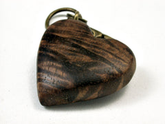 LV-1894 Curly Hawaiian Koa Wooden Heart Shaped Charm, Keychain, Wedding Favor-HAND CARVED