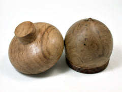 LV-1945 Russian Olive Burl & Brown Oak Wooden Acorn Ring Box, Pill Box, Gift Box-SCREW CAP