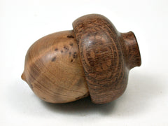 LV-1921 Thuya Burl & Fishtail Oak Wooden Acorn Ring Box, Pill Box, Trinket Box-SCREW CAP