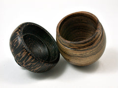 LV-1948 Bocote & Black Palm Wooden Acorn Ring Box, Pill Box, Gift Box-SCREW CAP