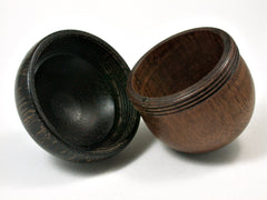 LV-1947 Curly Koa & Black Palm Acorn Jewelry Box, Pill Box, Trinket Box-SCREW CAP