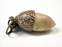 LV-1976 Acorn Pendant Box, Charm, Pill Holder from Box Elder Burl & Christmas Palm Nut-SCREW CAP